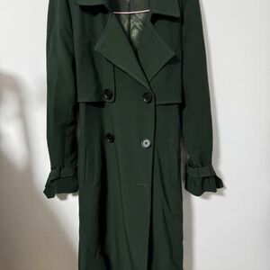 Dark Green Double-Breasted Trench Coat